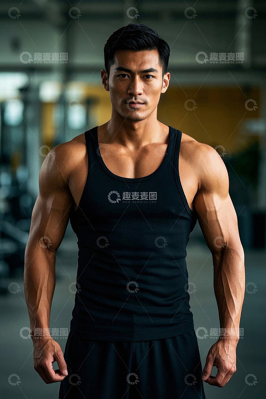 健壮男子健身房肖像写真