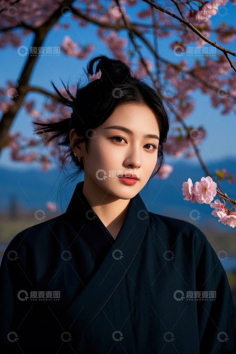 高清大图下载【趣麦麦图】樱花树下女子古风写真