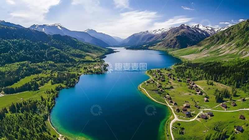 高清大图下载【趣麦麦图】山水风光航拍壮丽湖泊景