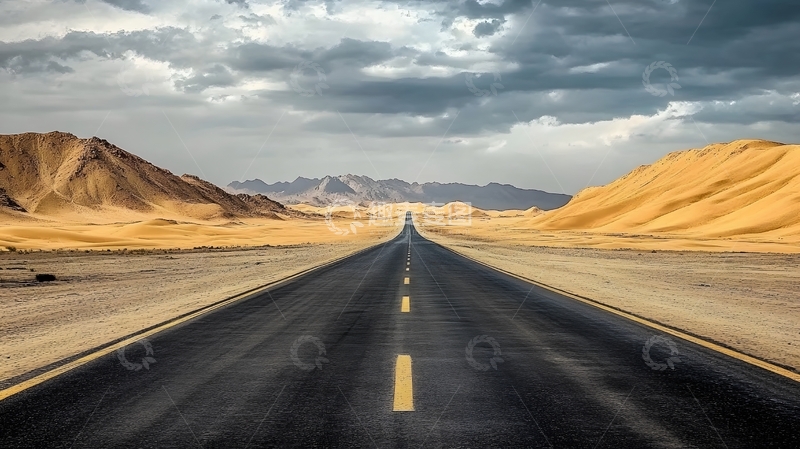 高清大图下载【趣麦麦图】荒漠公路风光摄影图片