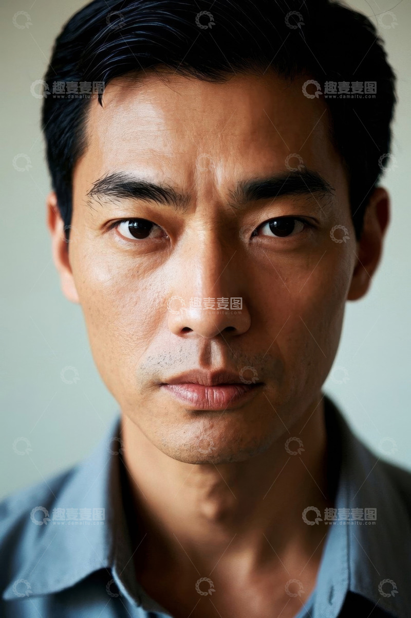 高清大图下载【趣麦麦图】亚洲男性特写肖像凝视镜头