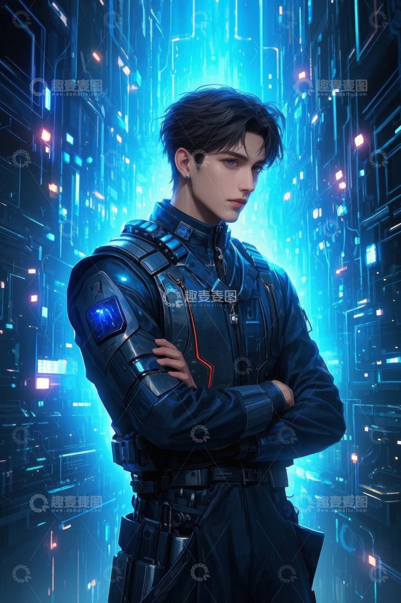 高清大图下载【趣麦麦图】未来都市科技感青年男子