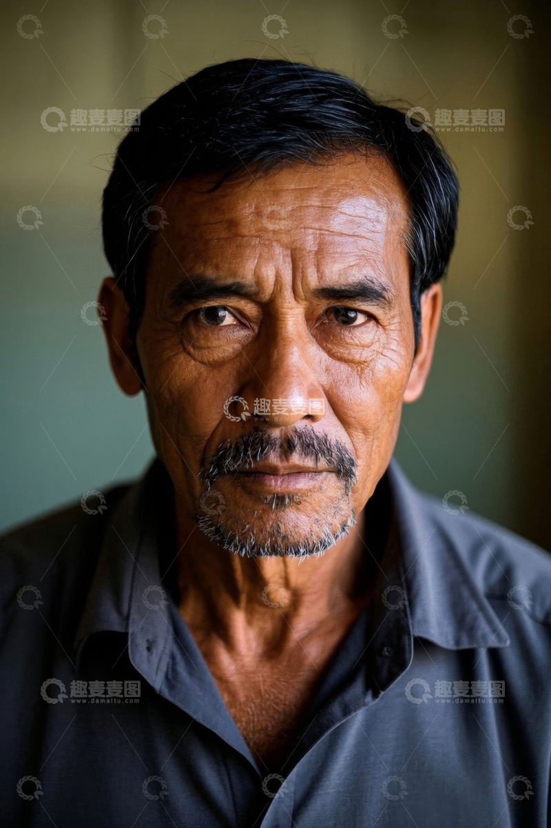 高清大图下载【趣麦麦图】一位亚洲老年男子的肖像