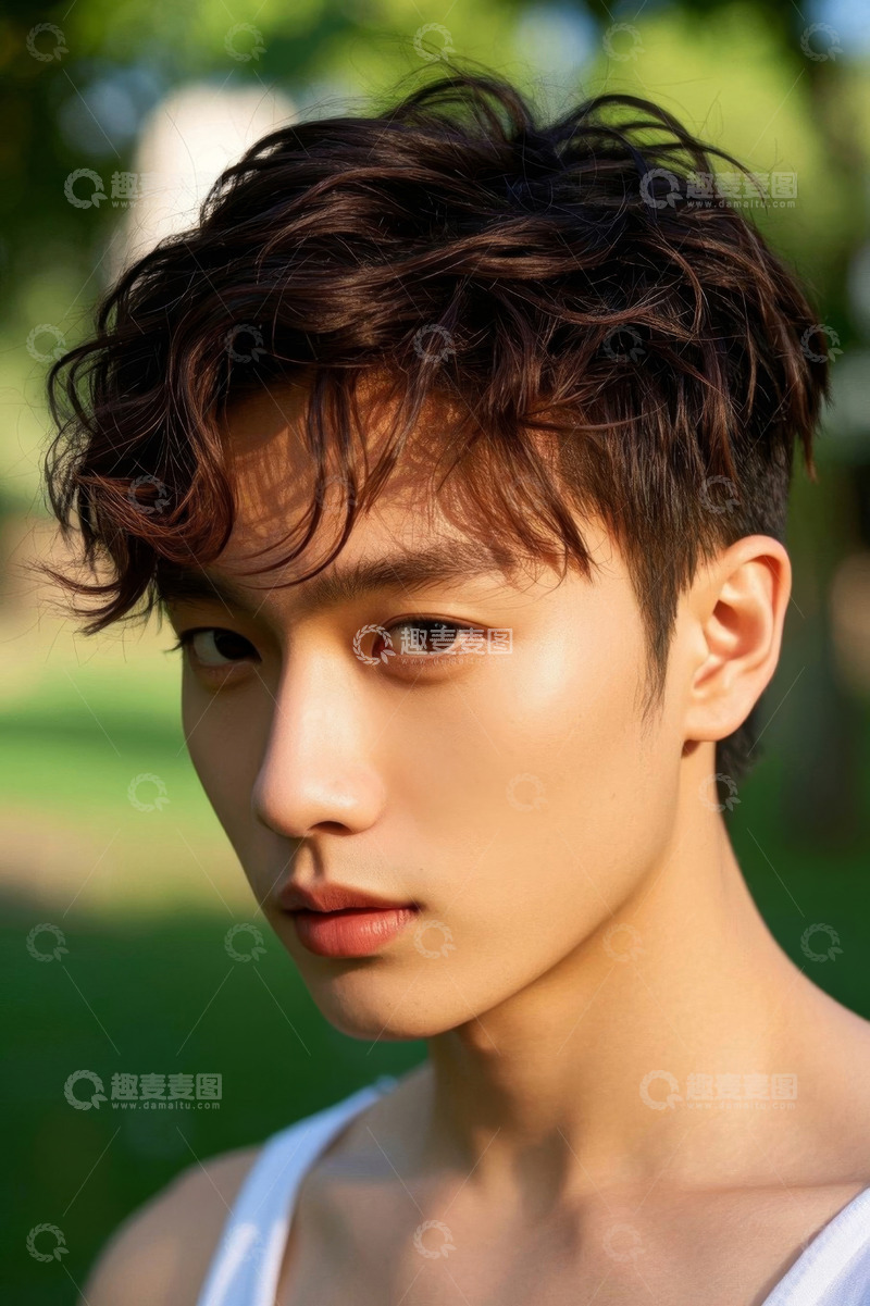 高清大图下载【趣麦麦图】阳光下俊秀的亚洲年轻男子