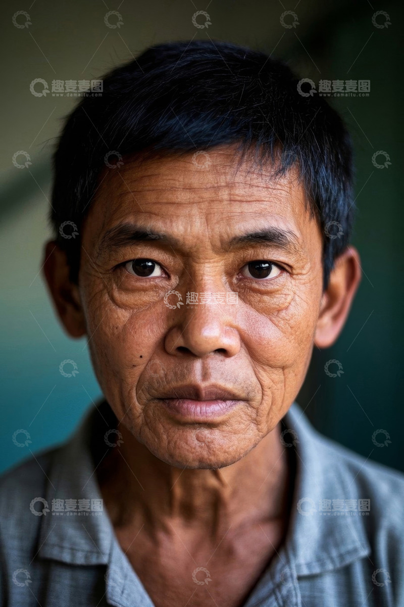 高清大图下载【趣麦麦图】一位饱经风霜的老年男子肖像