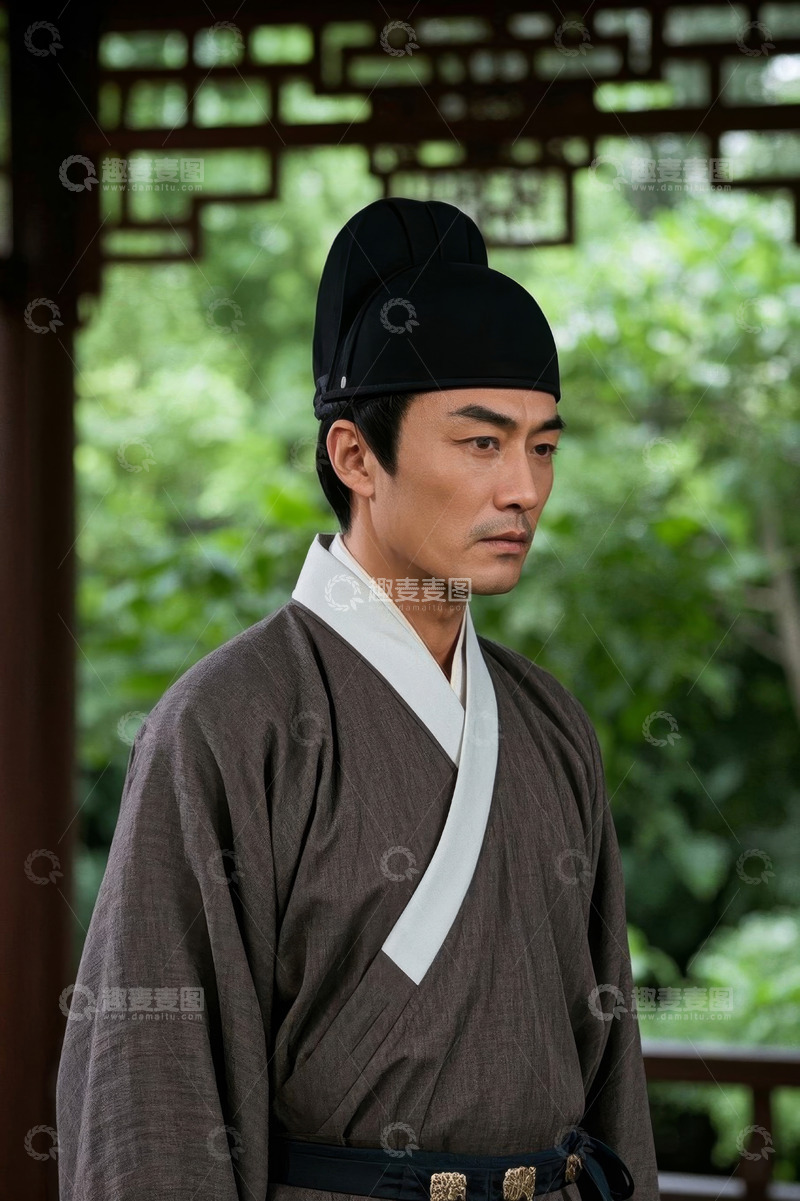 高清大图下载【趣麦麦图】古装男子凝神沉思远眺