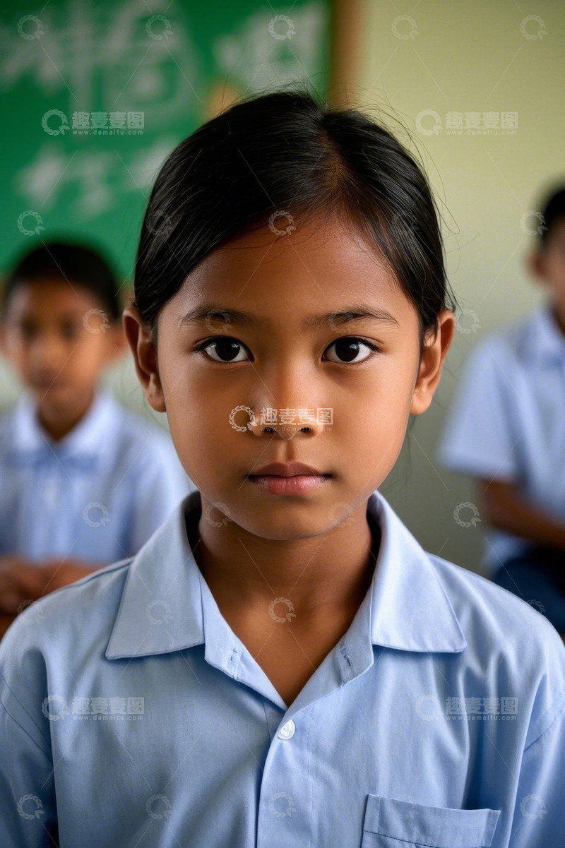 高清大图下载【趣麦麦图】小学生课堂凝视镜头特写
