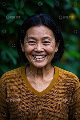 一位微笑的老年亚洲女性肖像