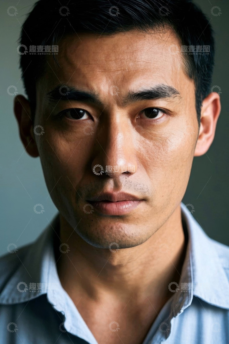 高清大图下载【趣麦麦图】亚洲男性肖像特写眼神坚定