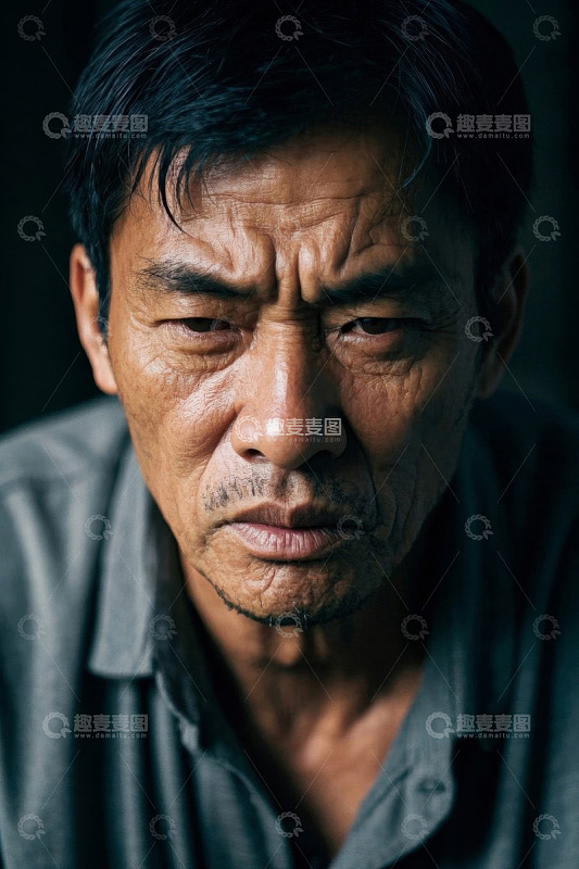 忧郁眼神的老年男子肖像