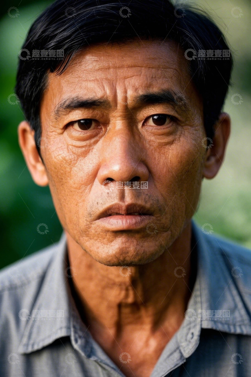 高清大图下载【趣麦麦图】亚洲老年男子肖像特写照片