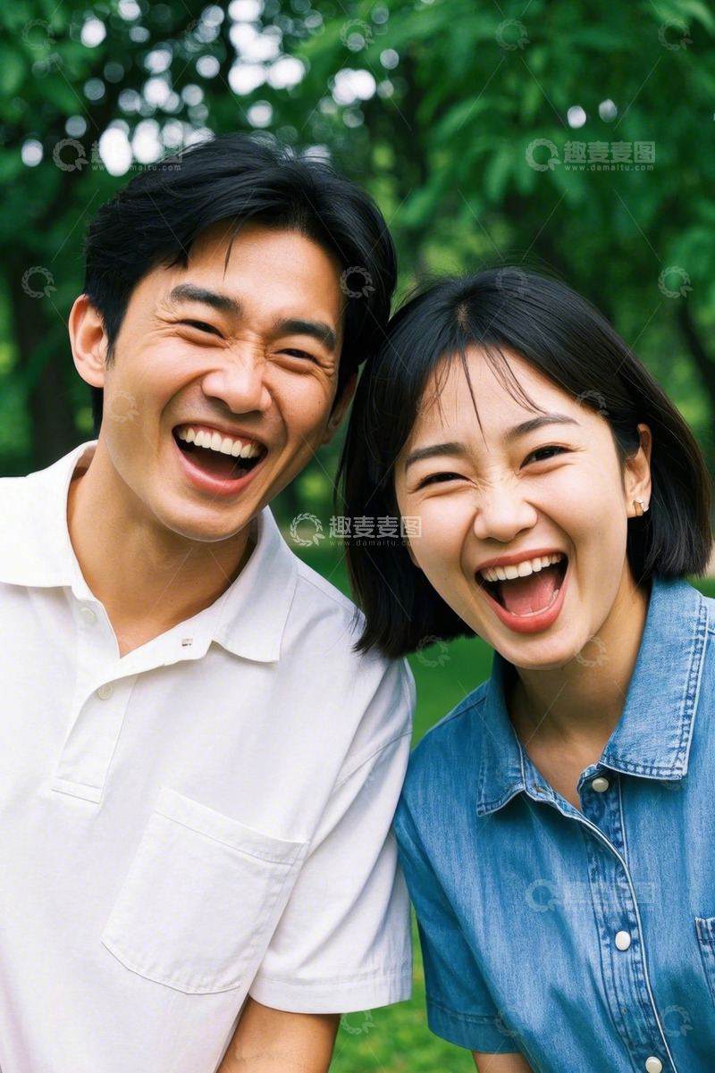 高清大图下载【趣麦麦图】开心情侣户外甜蜜合影