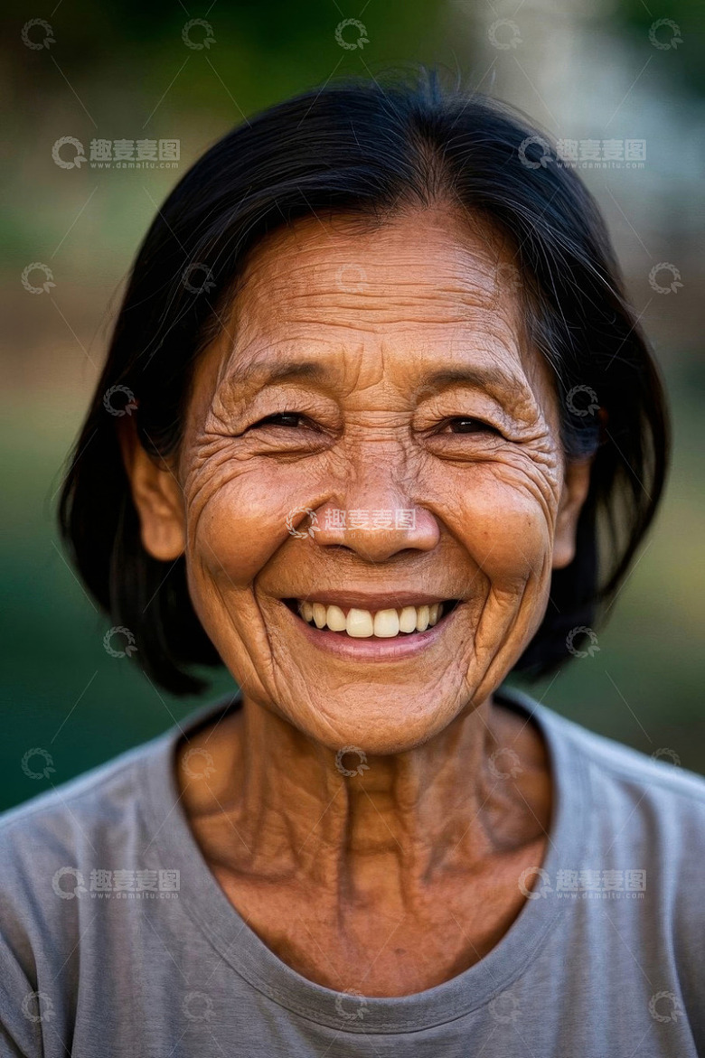 一位笑容灿烂的老年妇女肖像