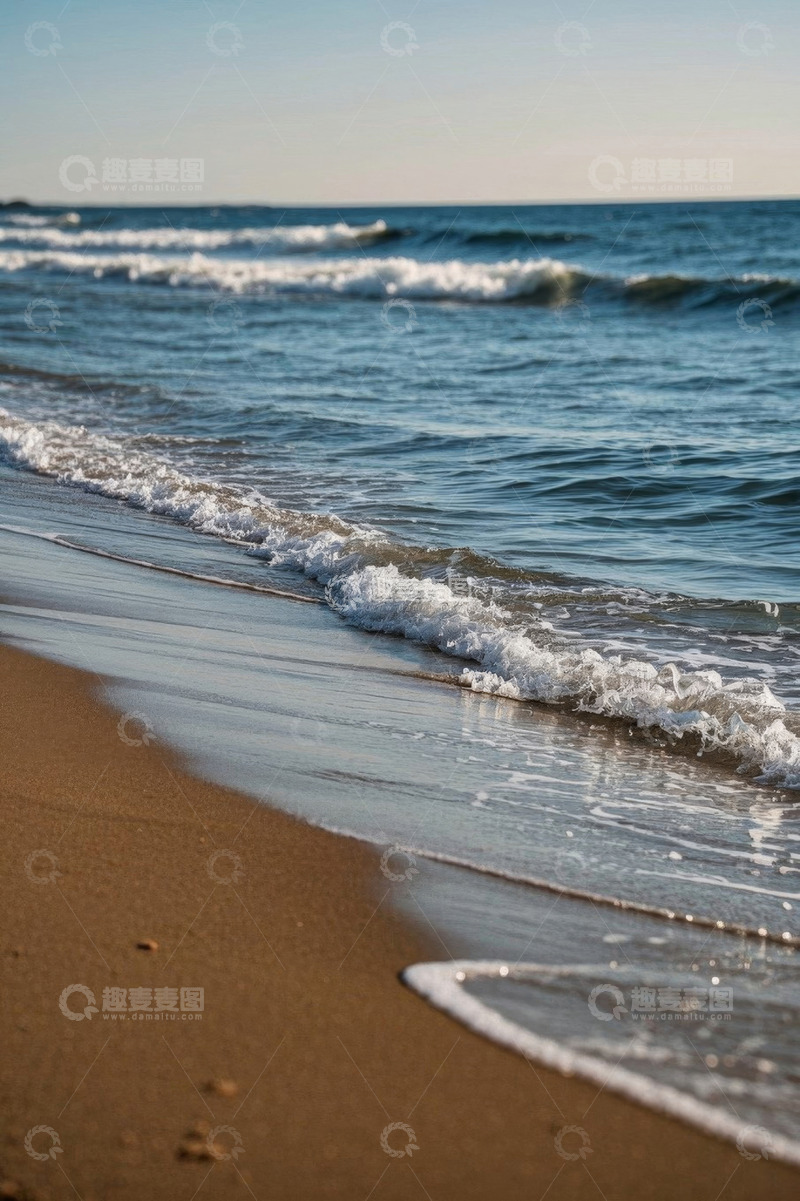 高清大图下载【趣麦麦图】海浪拍打沙滩自然风光