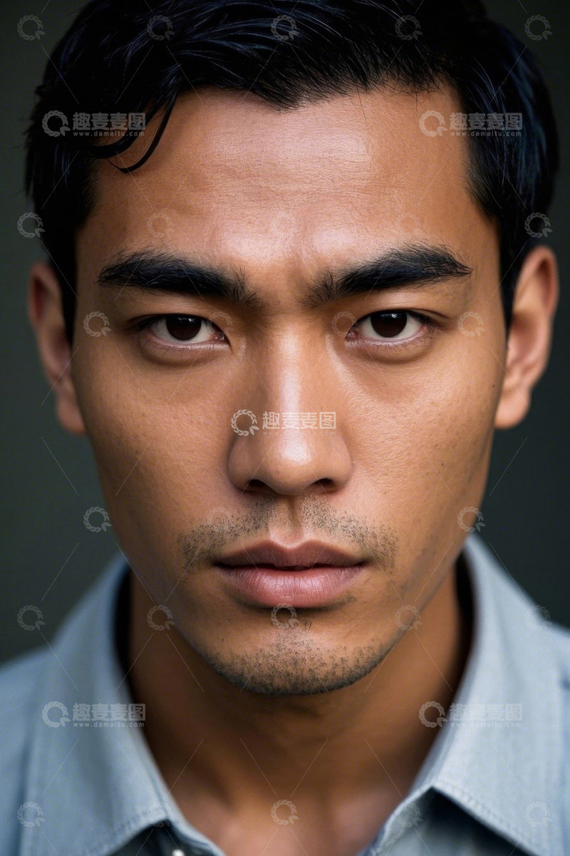 高清大图下载【趣麦麦图】亚洲年轻男子肖像特写镜头