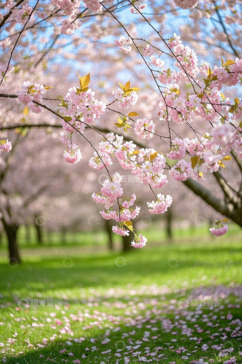 高清大图下载【趣麦麦图】盛开的粉色樱花树自然风光