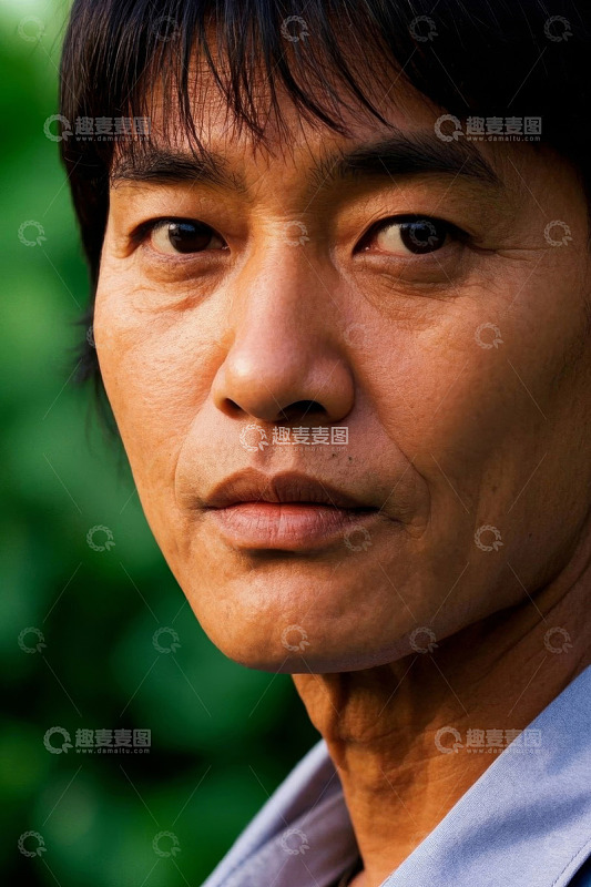 亚洲中年男子特写肖像照片