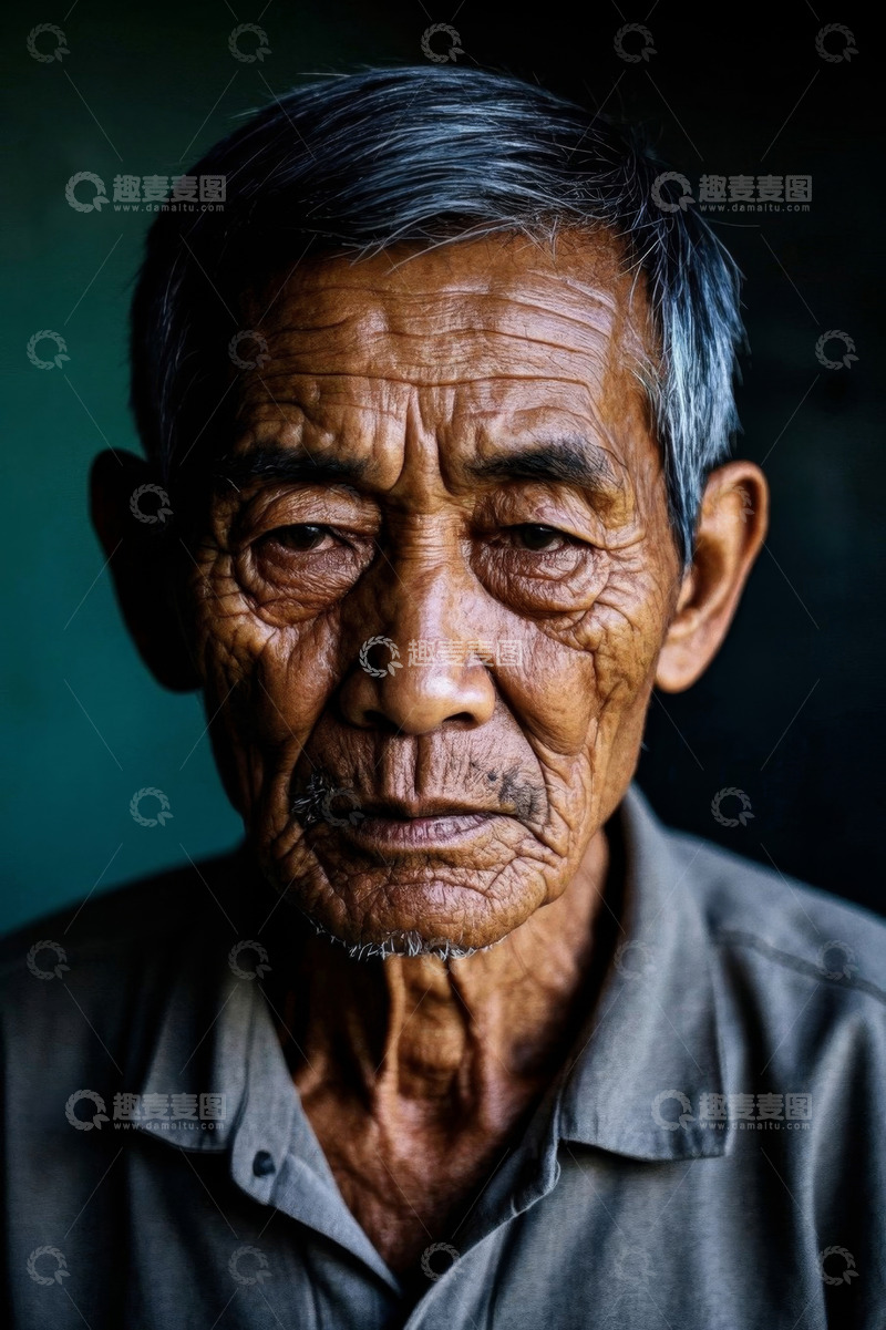 高清大图下载【趣麦麦图】饱经风霜的老年男子肖像