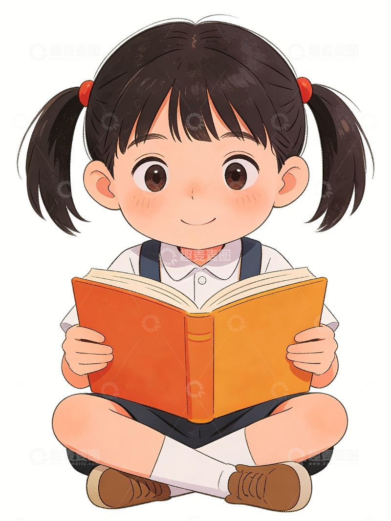 高清大图下载【趣麦麦图】正在阅读的小学生