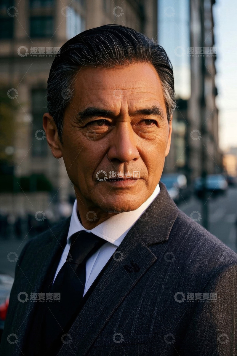 高清大图下载【趣麦麦图】优雅成熟男士街景肖像