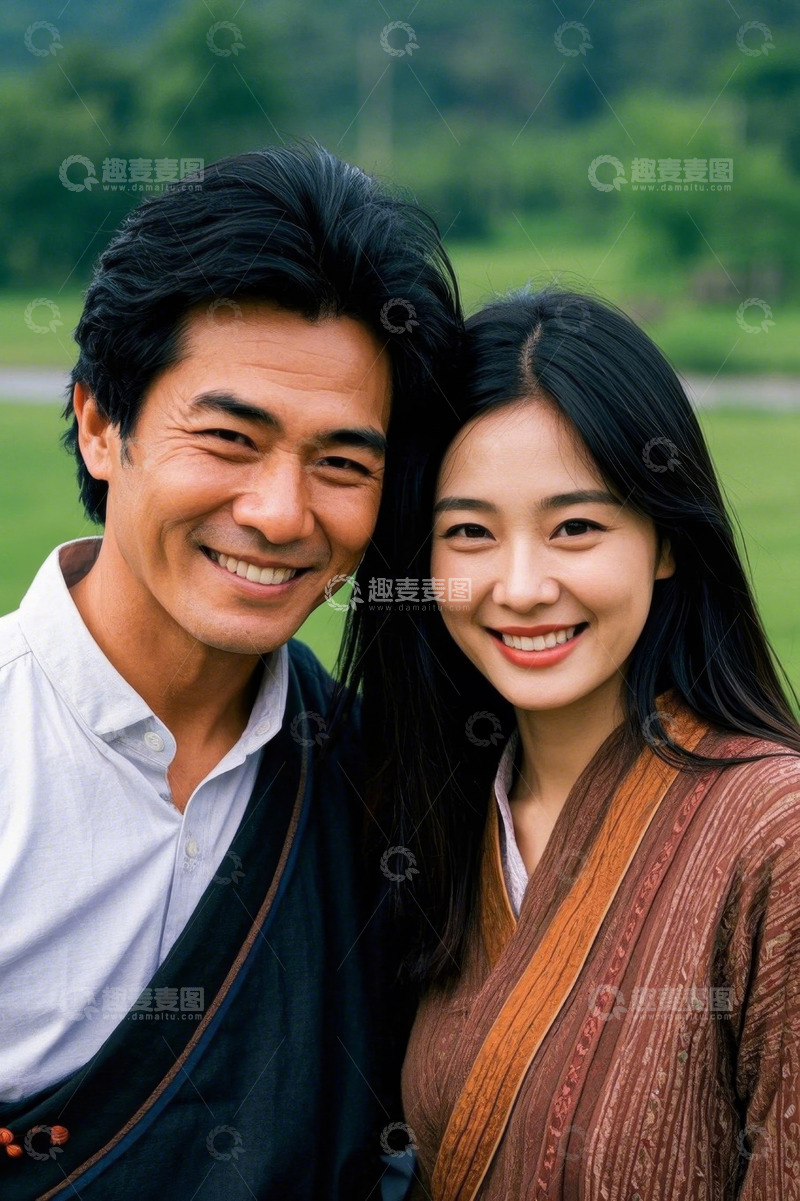 高清大图下载【趣麦麦图】幸福情侣户外甜蜜合影