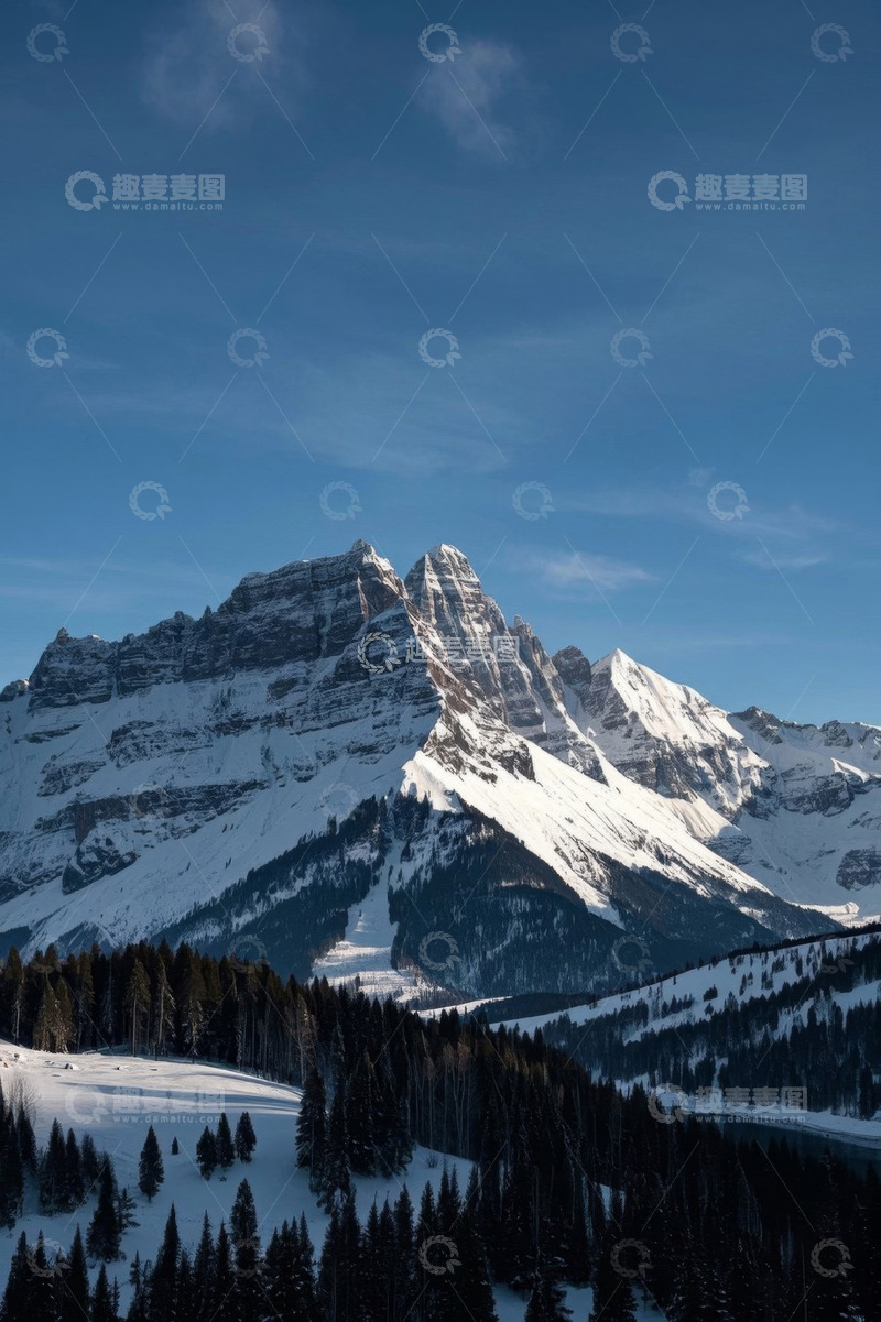 高清大图下载【趣麦麦图】雪山森林自然风光景色