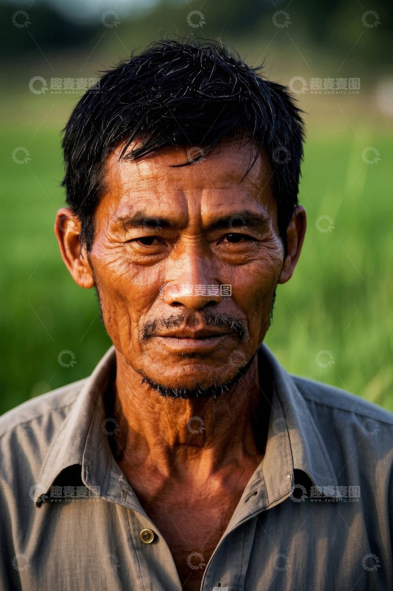 高清大图下载【趣麦麦图】一位亚洲老年农民肖像