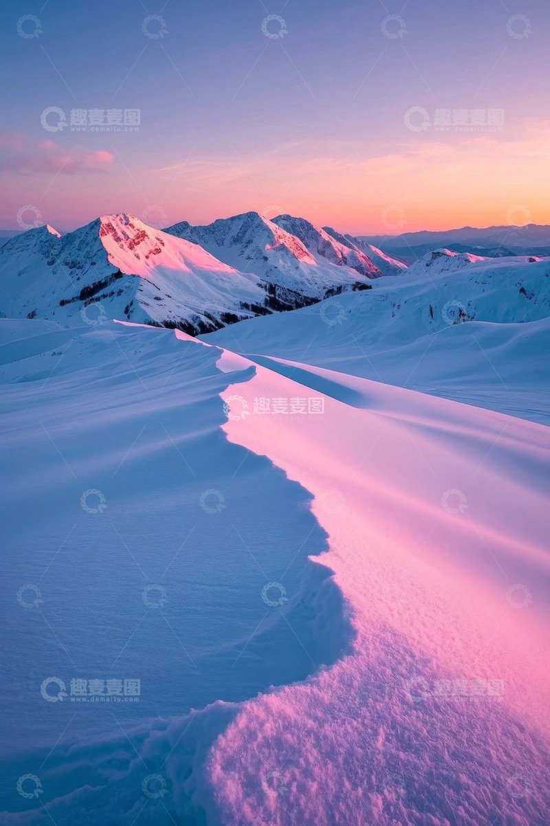 高清大图下载【趣麦麦图】雪山日出自然风光