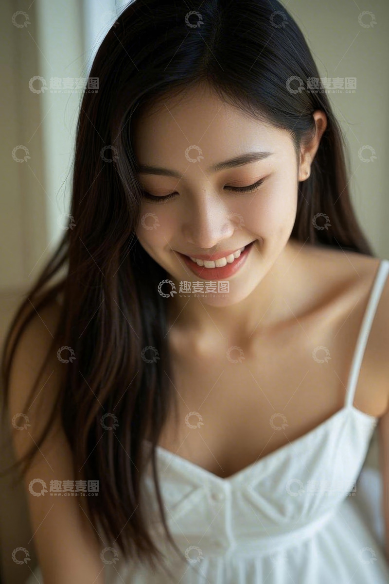 高清大图下载【趣麦麦图】微笑的亚洲女性居家画面