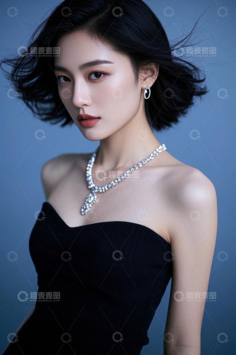 高清大图下载【趣麦麦图】佩戴珠宝首饰的女性肖像