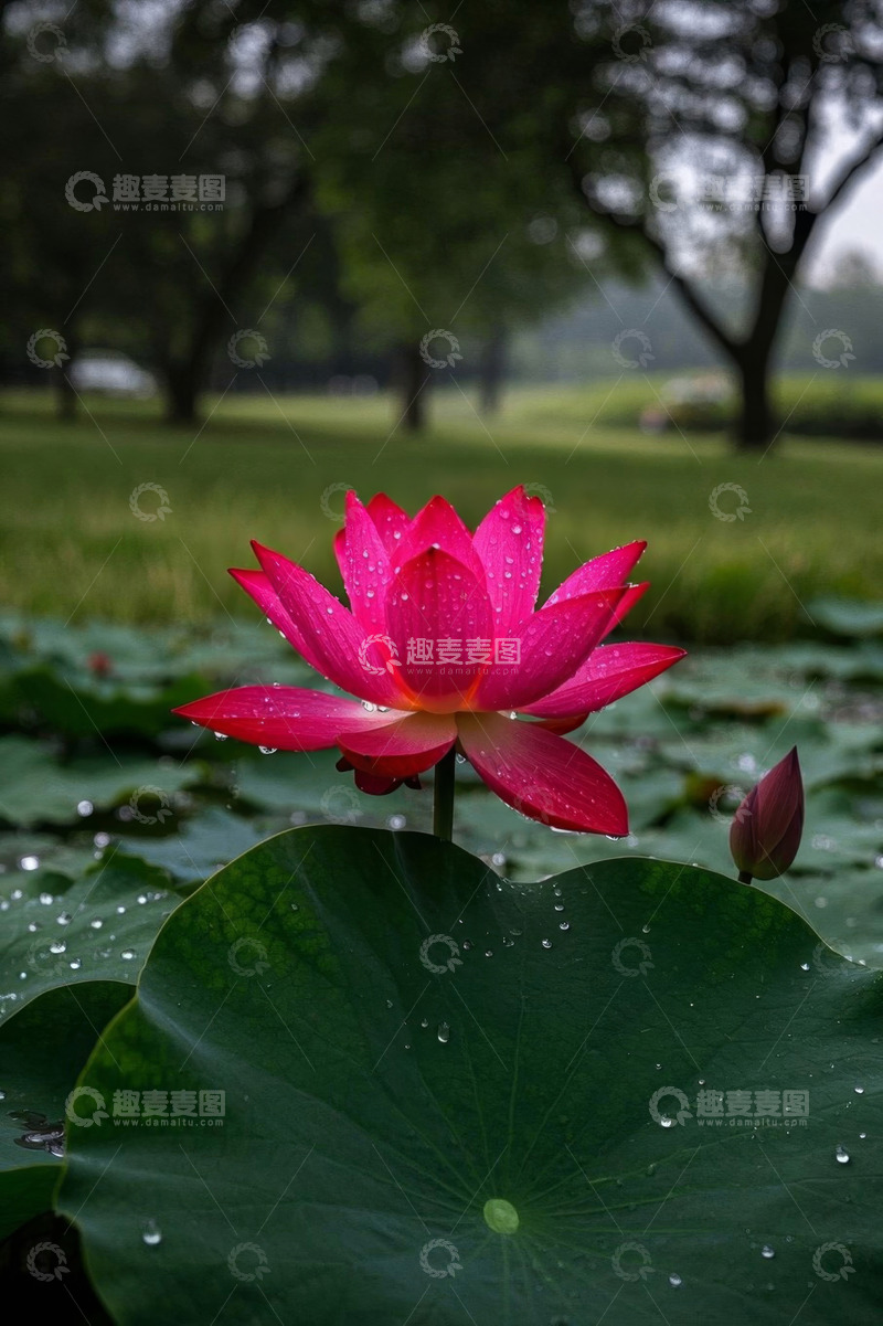 高清大图下载【趣麦麦图】带露珠的娇艳荷花特写