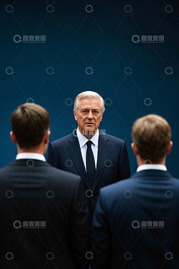 身着西装的男士面对面交流