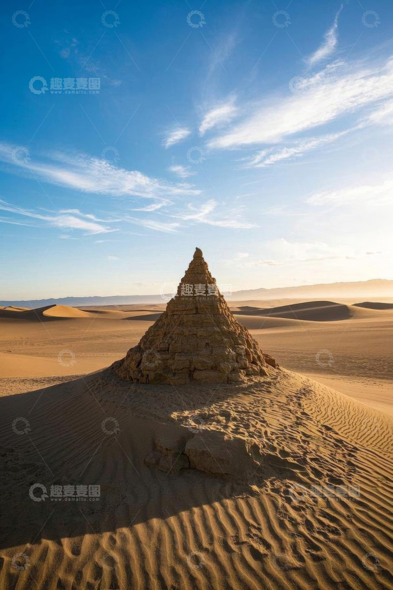 高清大图下载【趣麦麦图】沙漠中的锥形建筑景观