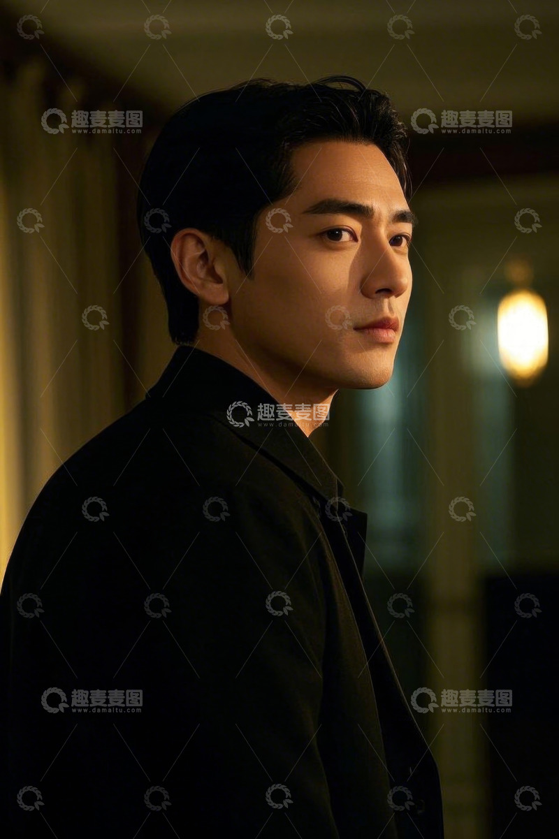 高清大图下载【趣麦麦图】男子室内半身侧颜肖像