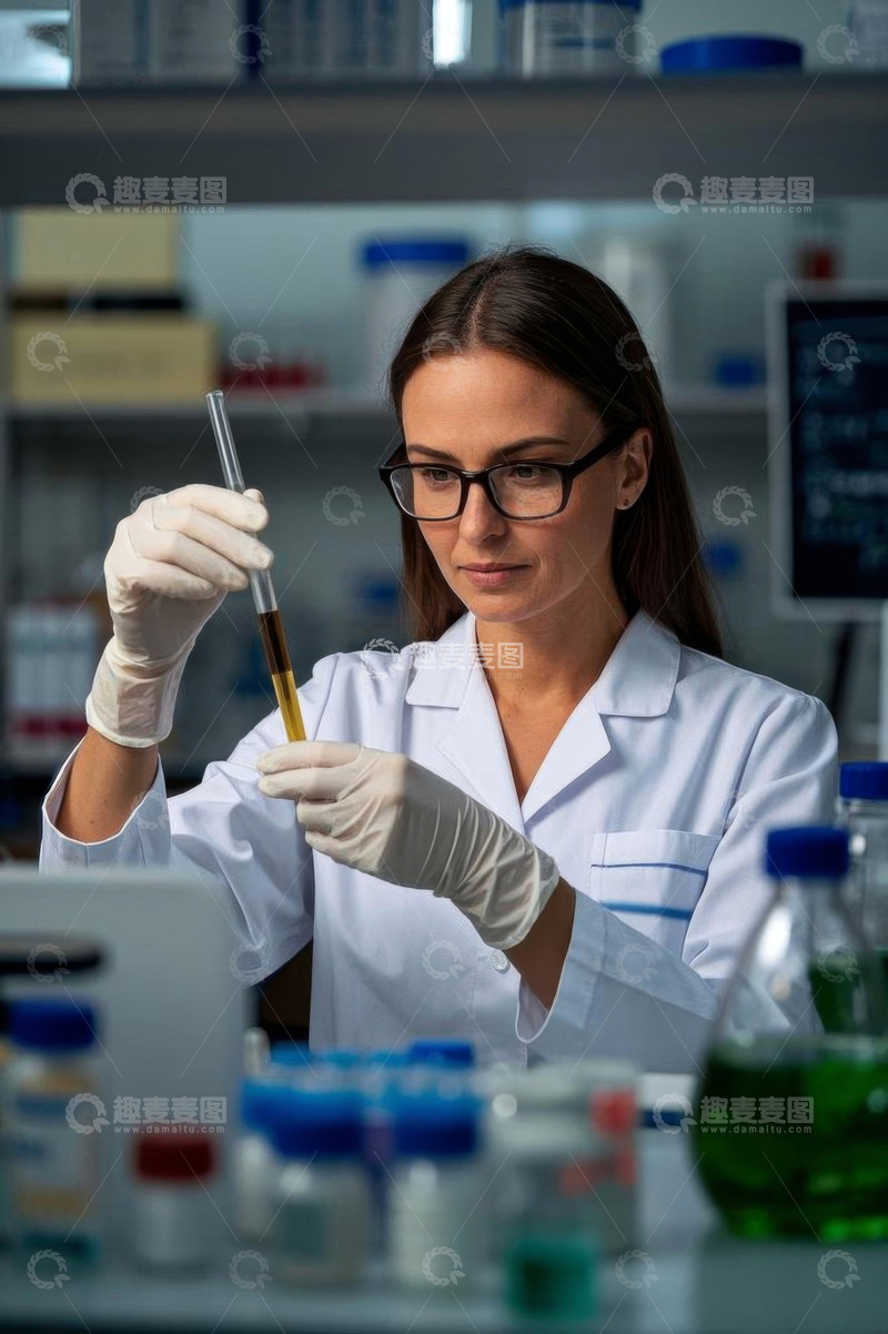 高清大图下载【趣麦麦图】女科学家实验室做实验