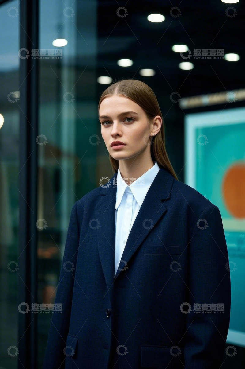 高清大图下载【趣麦麦图】户外时尚女性西装穿搭肖像