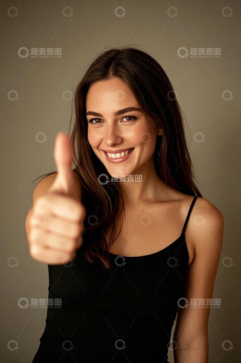 高清大图下载【趣麦麦图】微笑女人竖大拇指特写