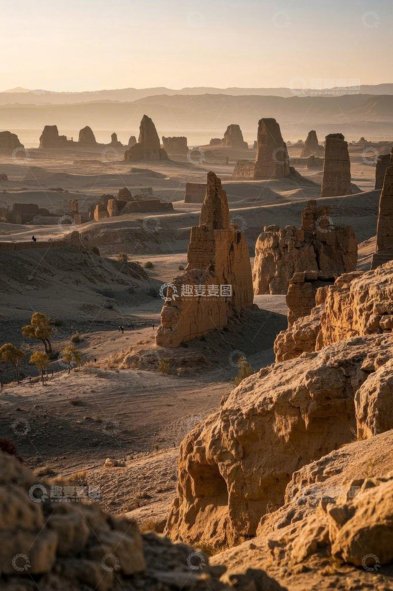 高清大图下载【趣麦麦图】沙漠中古老遗迹景观