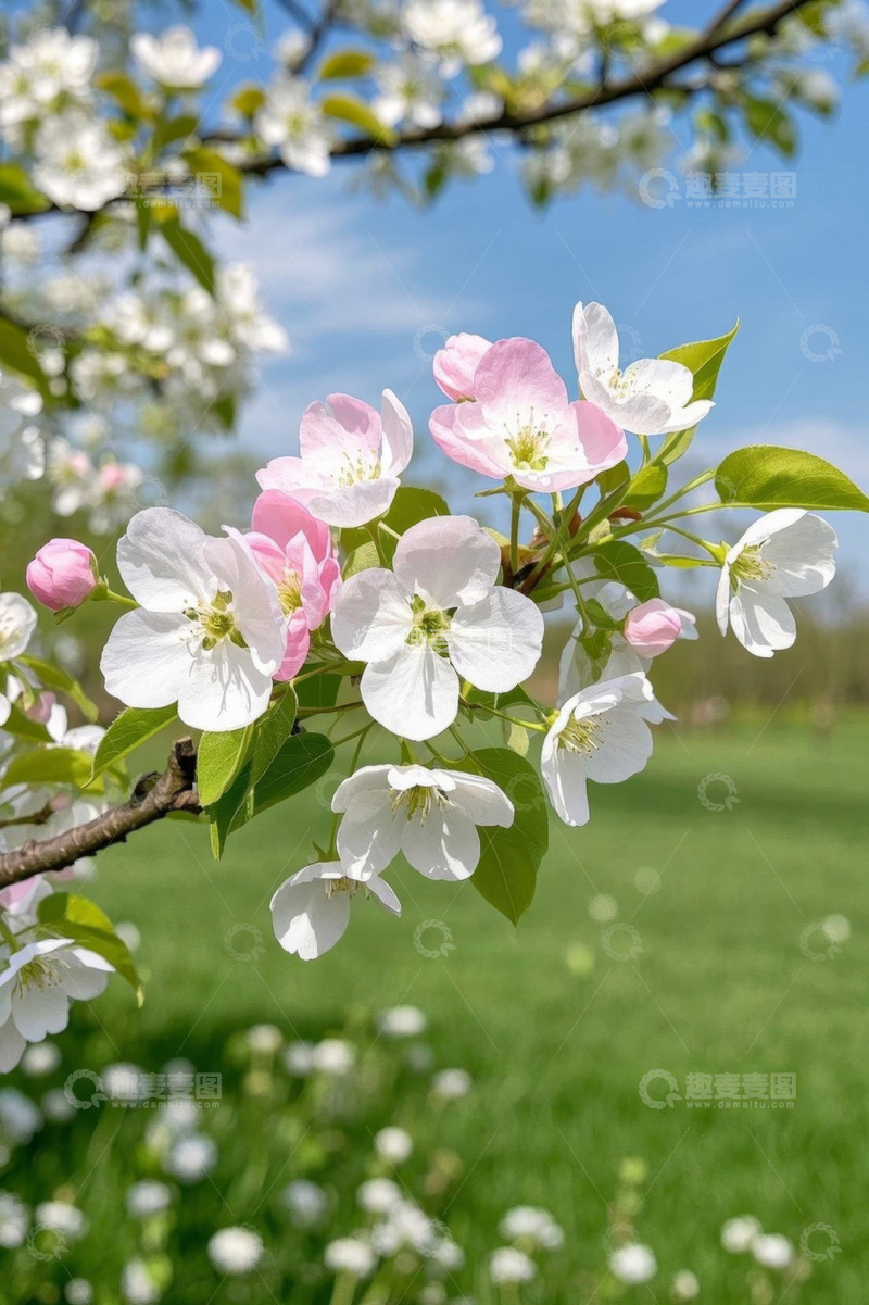 高清大图下载【趣麦麦图】春日绽放的粉色白色花卉