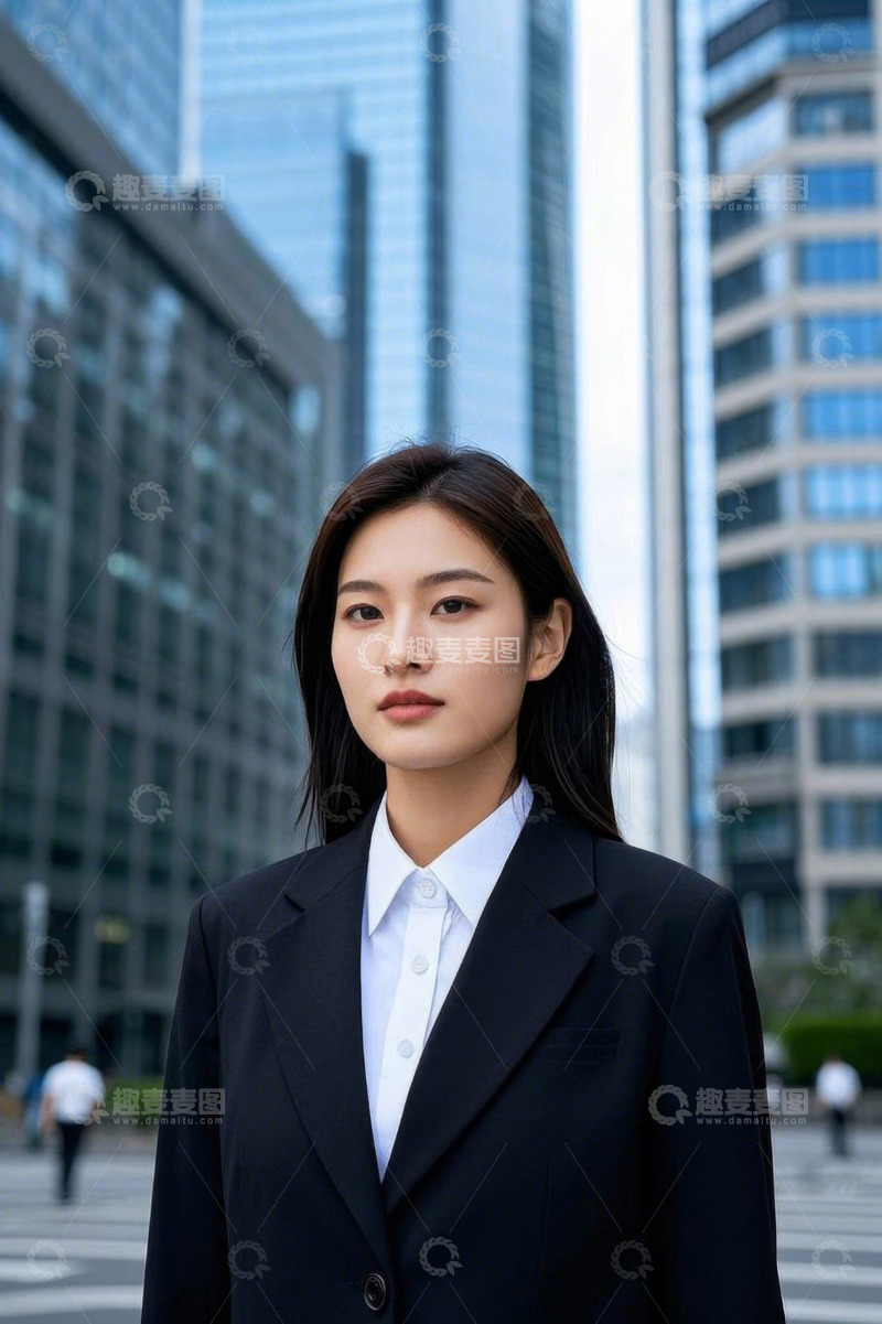 高清大图下载【趣麦麦图】户外商务区职业女性肖像