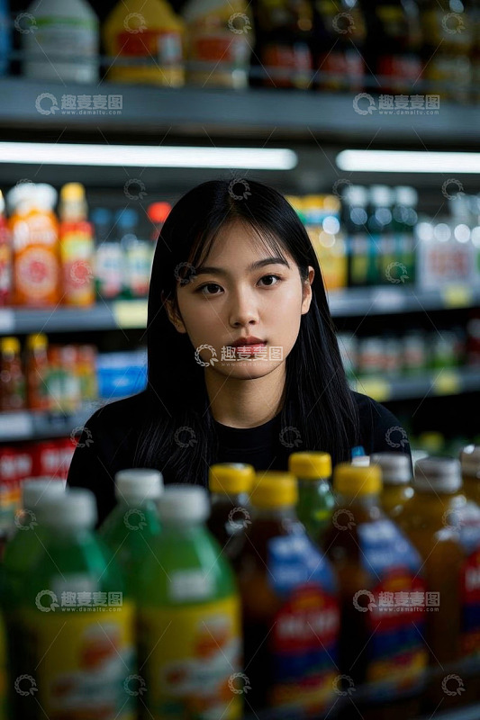 超市中站立的亚洲女性