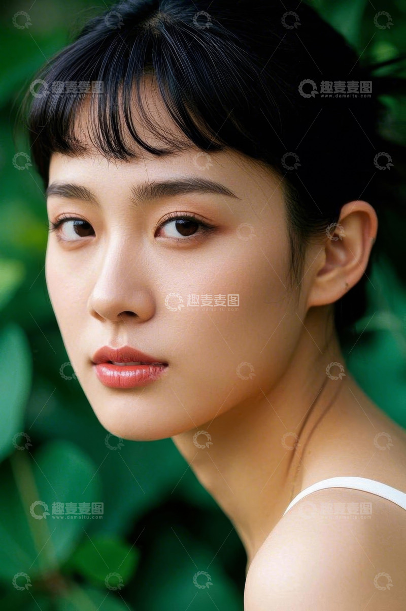 高清大图下载【趣麦麦图】亚洲女性近景面部特写