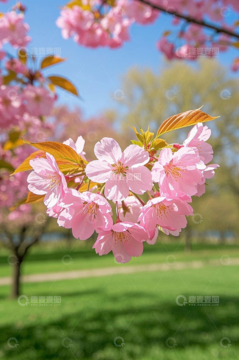 高清大图下载【趣麦麦图】盛开的粉色樱花特写
