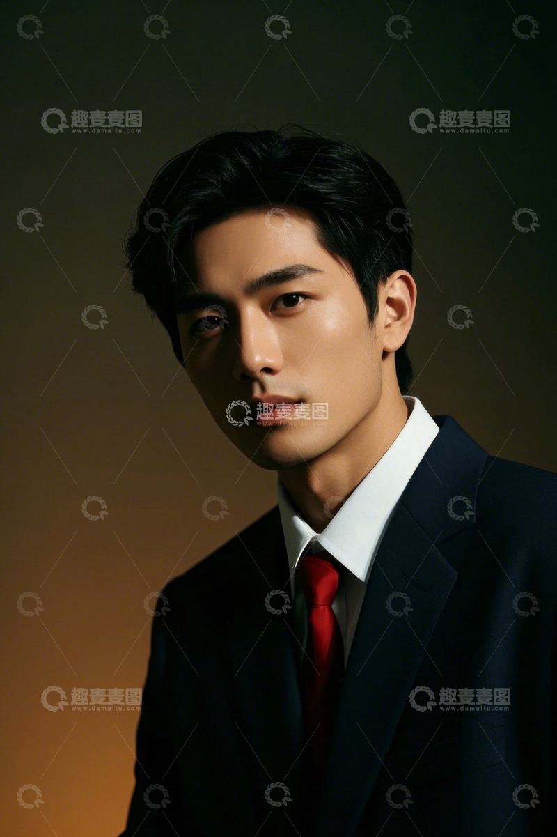 高清大图下载【趣麦麦图】穿西装打红领带的男士肖像