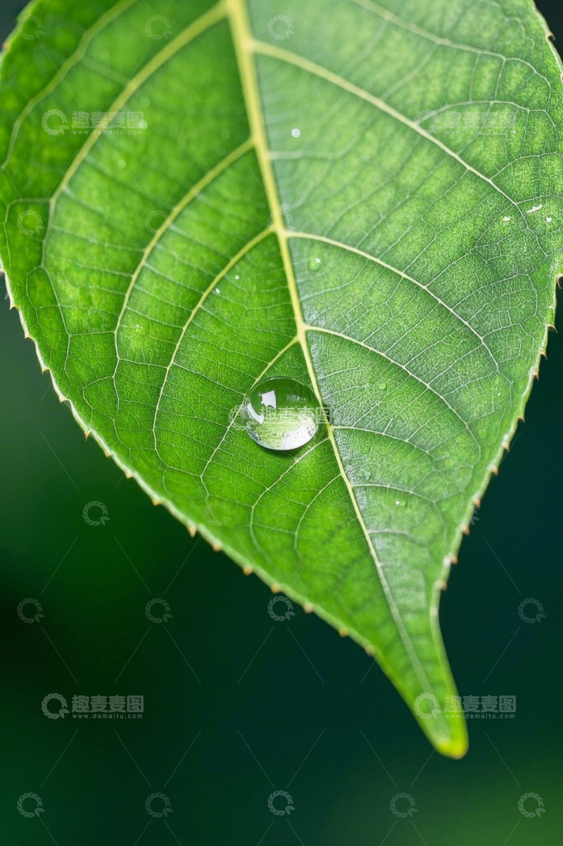 高清大图下载【趣麦麦图】绿叶上的晶莹水珠