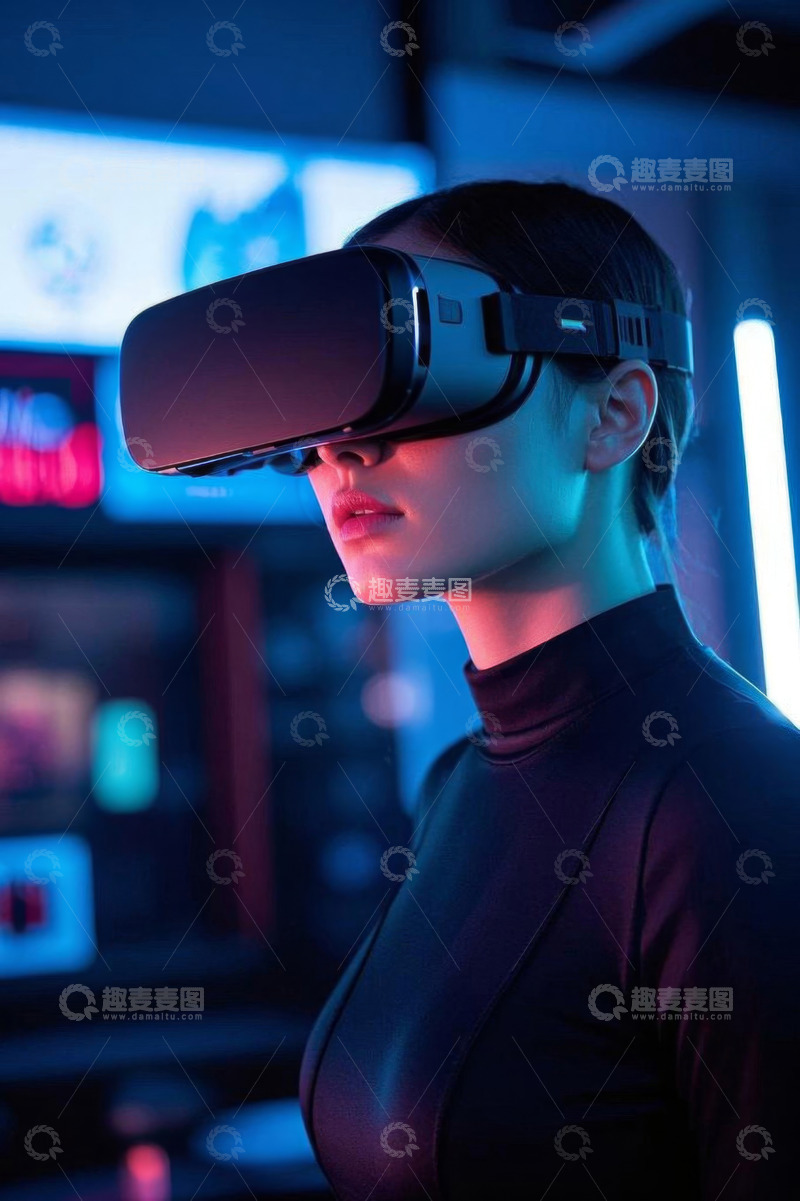 高清大图下载【趣麦麦图】女性体验虚拟现实设备