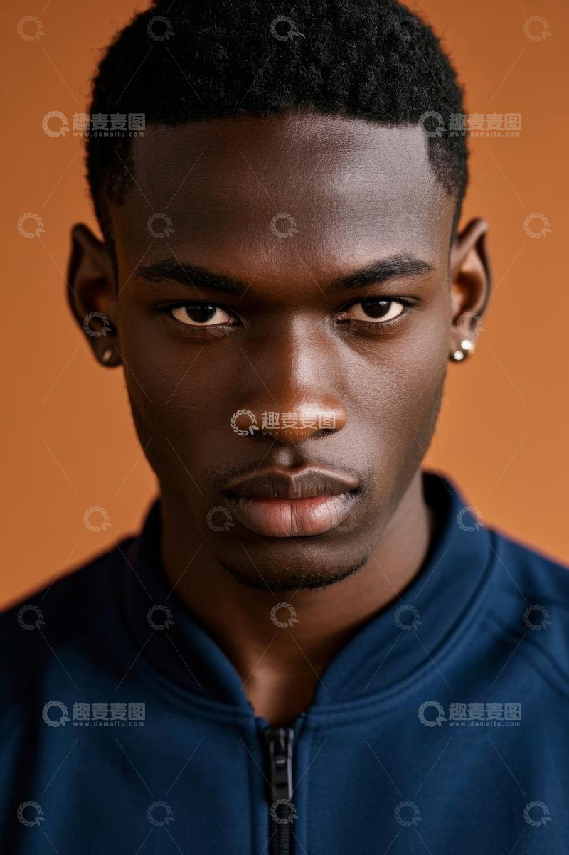 高清大图下载【趣麦麦图】年轻黑人男性面部特写