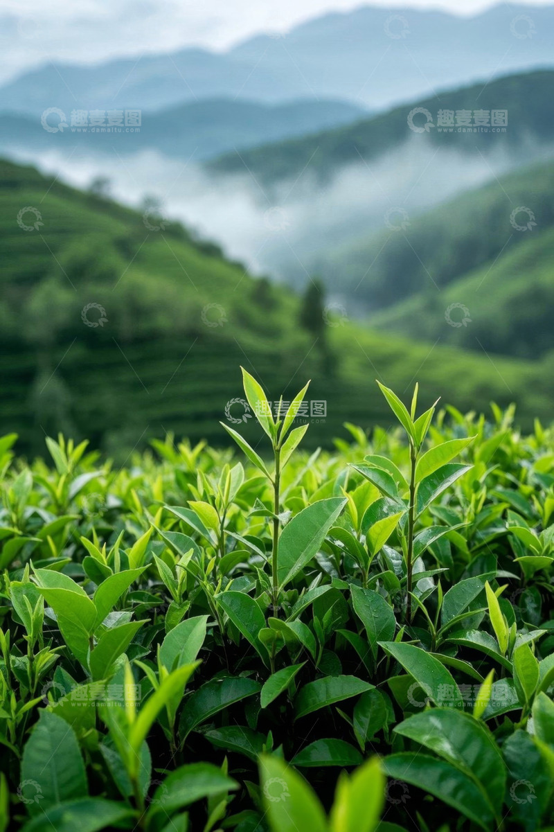 高清大图下载【趣麦麦图】山间茶园近景