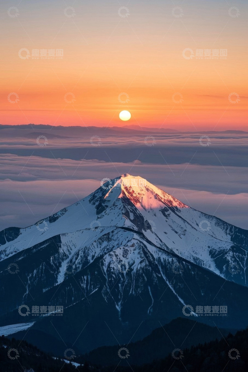 高清大图下载【趣麦麦图】雪山云海日出自然景观