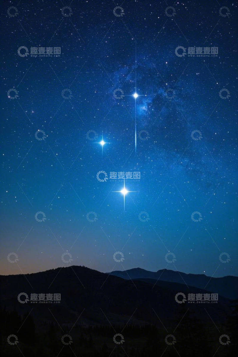 高清大图下载【趣麦麦图】夜空下的山脉与璀璨繁星
